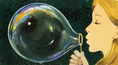 Blowing a bubble by English School