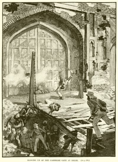 Blowing up of the Cashmere Gate at Delhi by English School