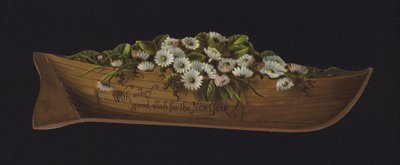 Boat Filled with Daisies, New Year Greetings Card, Late 19th or Early 20th Century by English School
