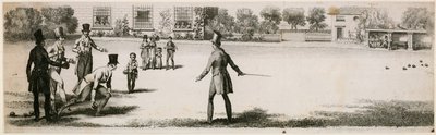Bowls Being Played During the Regency at an Unidentified Pleasure Garden by English School