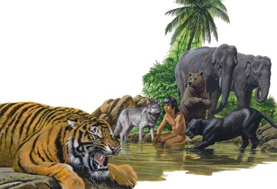 Boy and Animals by English School
