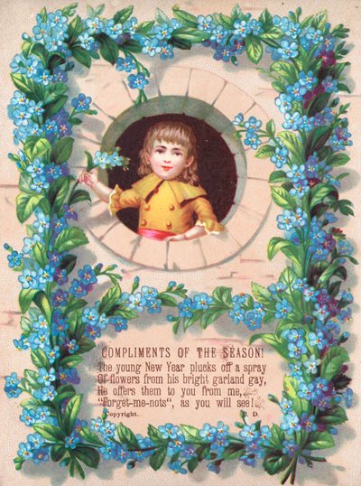 Boy and Garland of Forget-Me-Nots by English School