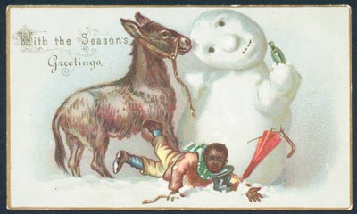Boy Falling off Donkey in the Snow by English School