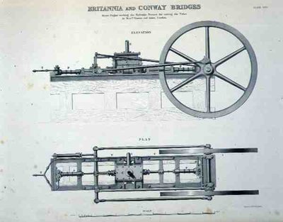 Britannia and Conway Bridges: Steam Engine Working the Hydraulic Presses for Raising the Tubes, by Messrs Easton and Amos of London by English School