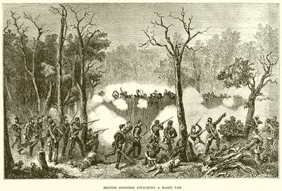 British Soldiers Attacking a Maori Pah by English School
