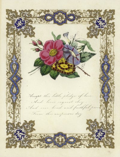 Valentine card with an image of flowers by English School