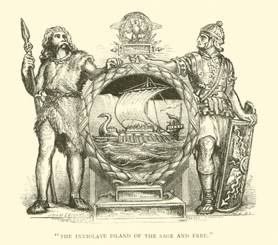 Briton and Roman, Britain, The Inviolate Island of the Sage and Free (engraving) by English School