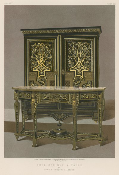 Buhl Cabinet and Table by English School