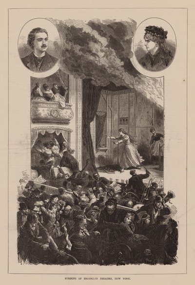 Burning of Brooklyn Theatre, New York by English School