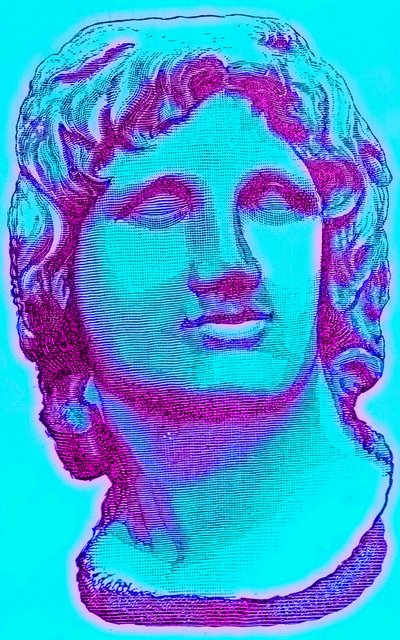 Bust of Alexander the Great, from the British Museum, Statue in the Vatican, Illustration from History of Rome by Victor Duruy, Published 1884 by English School