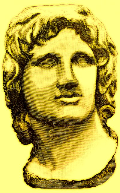 Bust of Alexander the Great, from the British Museum, Statue in the Vatican, Illustration from History of Rome by Victor Duruy, Published 1884 by English School
