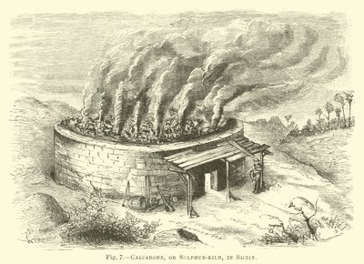 Calcarone, or Sulphur-kiln, in Sicily by English School