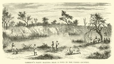 Camerons party halting near a pond in the Ugogo Country by English School