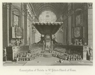 Canonisation of Saints in St Peters Church, Rome, 1712 by English School