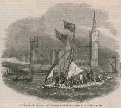 Captain Urquhart Experimenting with His Life-Preserving Raft on the Thames by English School