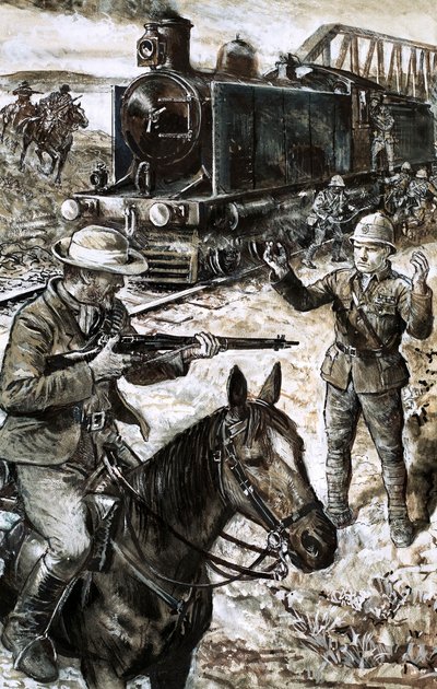 Capture of Winston Churchill during the Boer War by English School