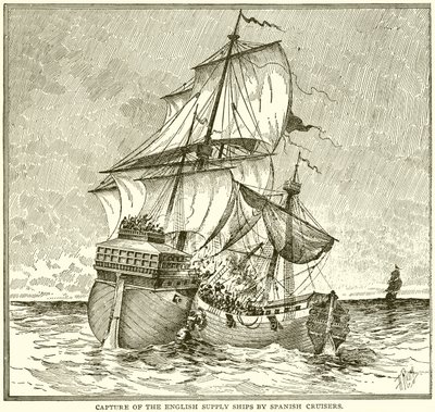 Capture of the English Supply Ships by Spanish Cruisers by English School