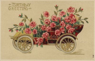 Car Festooned with Flowers by English School