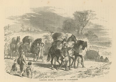 Carrying bread to London on pack horses by English School
