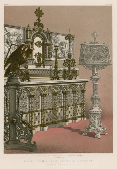 Cast Iron Altar Piece and Lectern by English School
