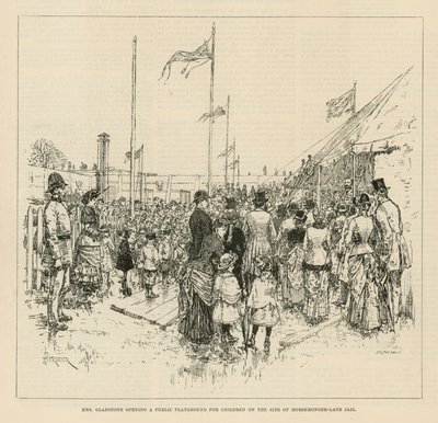 Catherine Gladstone opening a public playground for children by English School