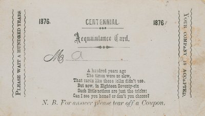 Centennial Acquaintance Card by English School