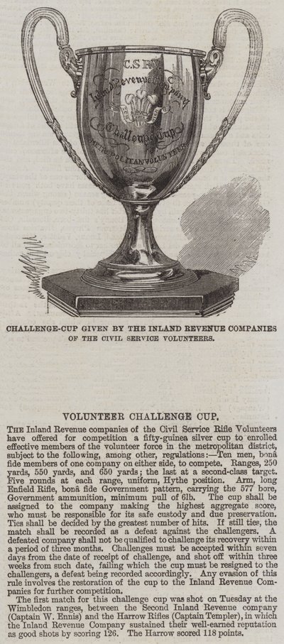 Challenge-Cup given by the Inland Revenue Companies of the Civil Service Volunteers by English School