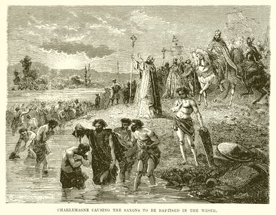 Charlemagne Causing the Saxons to be Baptised in the Wester by English School