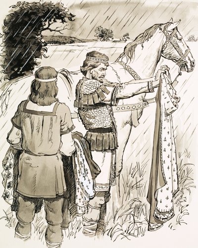 Charlemagne inspecting cloaks by English School