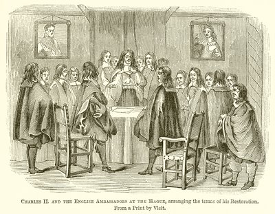 Charles II and the English Ambassadors at the Hague, Arranging the Terms of His Restoration by English School