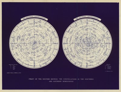 Chart of the Heavens Showing the Constellations in the Northern and Southern Hemispheres by English School