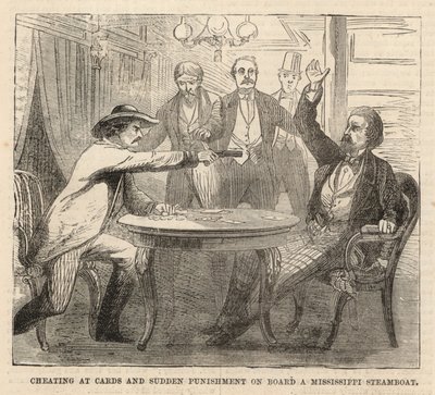 Cheating at cards and sudden punishment on board a Mississippi steamboat by English School