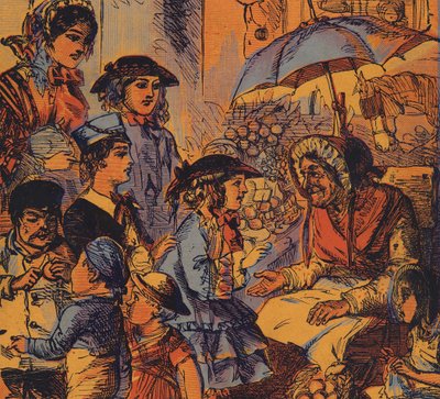 Child Giving Money to an Elderly Poor Woman by English School