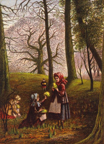 Children Picking Flowers in the Woods by English School