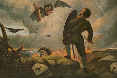 Christian Fighting with Apollyon by English School