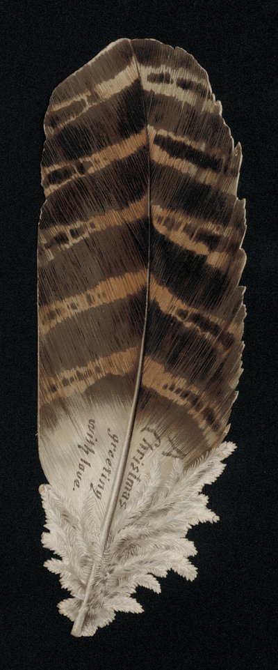 Christmas Card in the Shape of a Feather, Greetings Card by English School