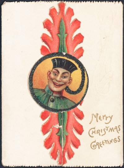 Christmas Card with an Image of an Oriental Man by English School