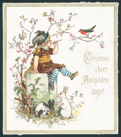 Christmas cheer and golden days - Christmas greetings card by English School