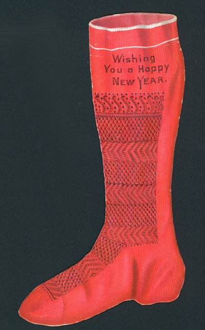 Christmas stocking greetings card by English School