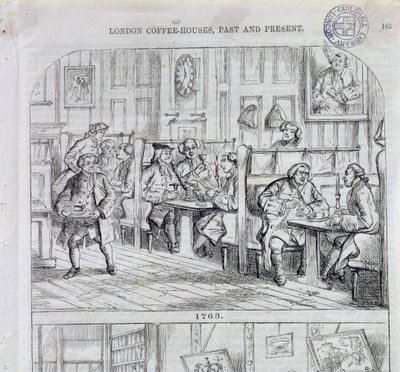 Coffee Room in 1763, from London Coffee-Houses Past and Present by English School
