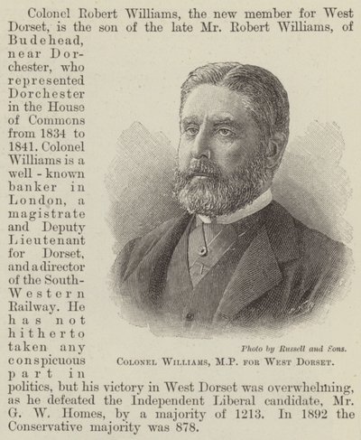 Colonel Williams, MP for West Dorset by English School