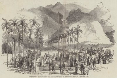 Commencement of the Works of the Petropolis Railway by the Emperor of Brazil by English School