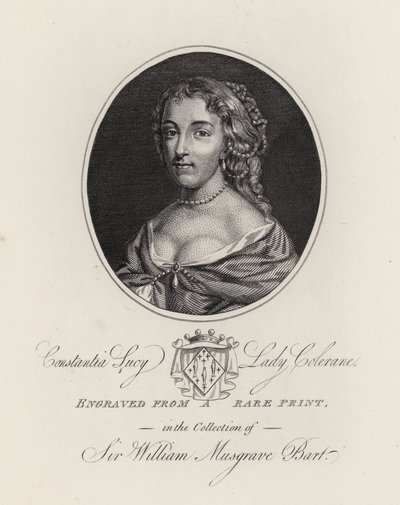 Constantia Lucy, Lady Colerane (engraving) by English School