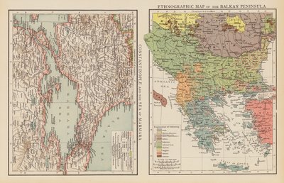 Constantinople and the Sea of Marmara; Ethnographic Map of the Balkan Peninsula by English School