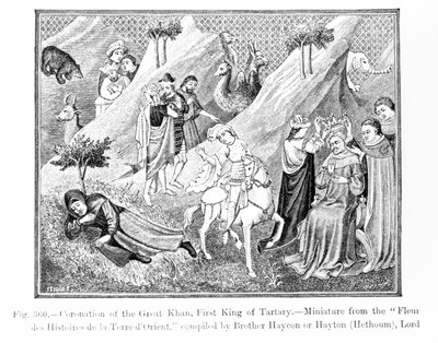 Coronation of the Great Khan (Kublai Khan), First King of Tartary, from the Fleur des Histoires de la Terre d