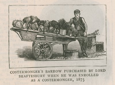 Costermongers barrow purchased by Lord Shaftesbury when he was enrolled as a costermonger, 1875 by English School