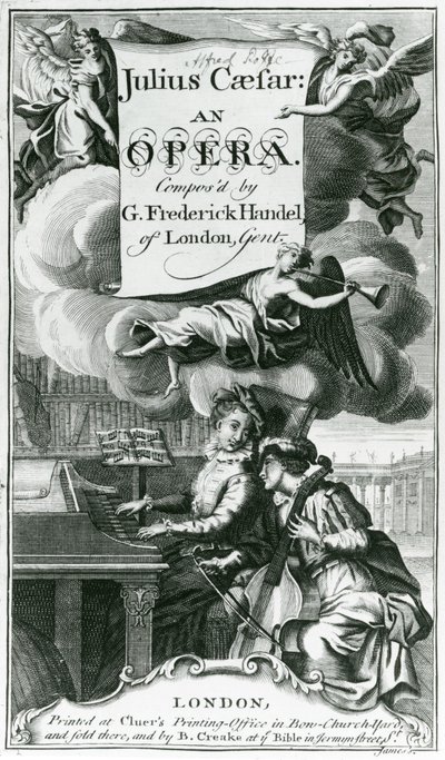 Cover of Sheet Music for Julius Caesar, an Opera by Handel, published in 1724 by English School