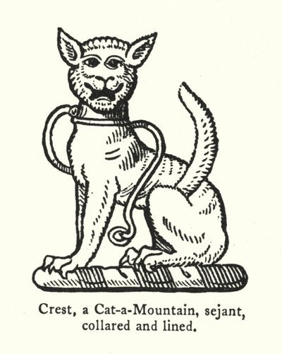 Crest, a Cat-a-Mountain, sejant, collared and lined by English School
