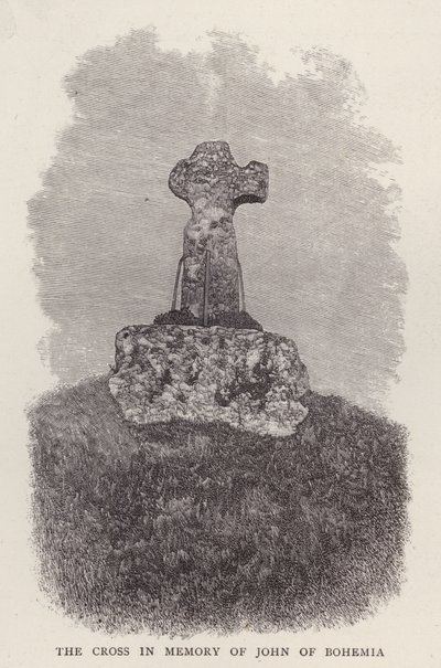 Cross in memory of King John of Bohemia, killed fighting in the French army at the Battle of Crecy, Hundred Years War by English School