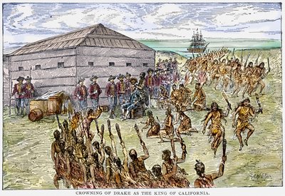 Crowning of Drake as the King of California by English School